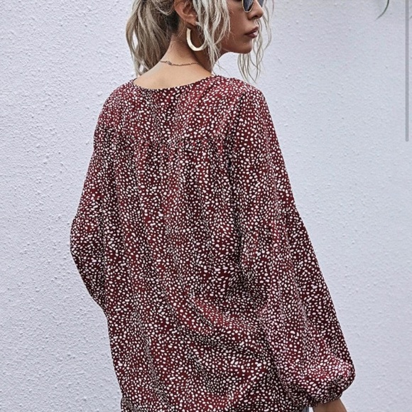 New! Printed polka dots ballon sleeves blouse - Picture 2 of 6